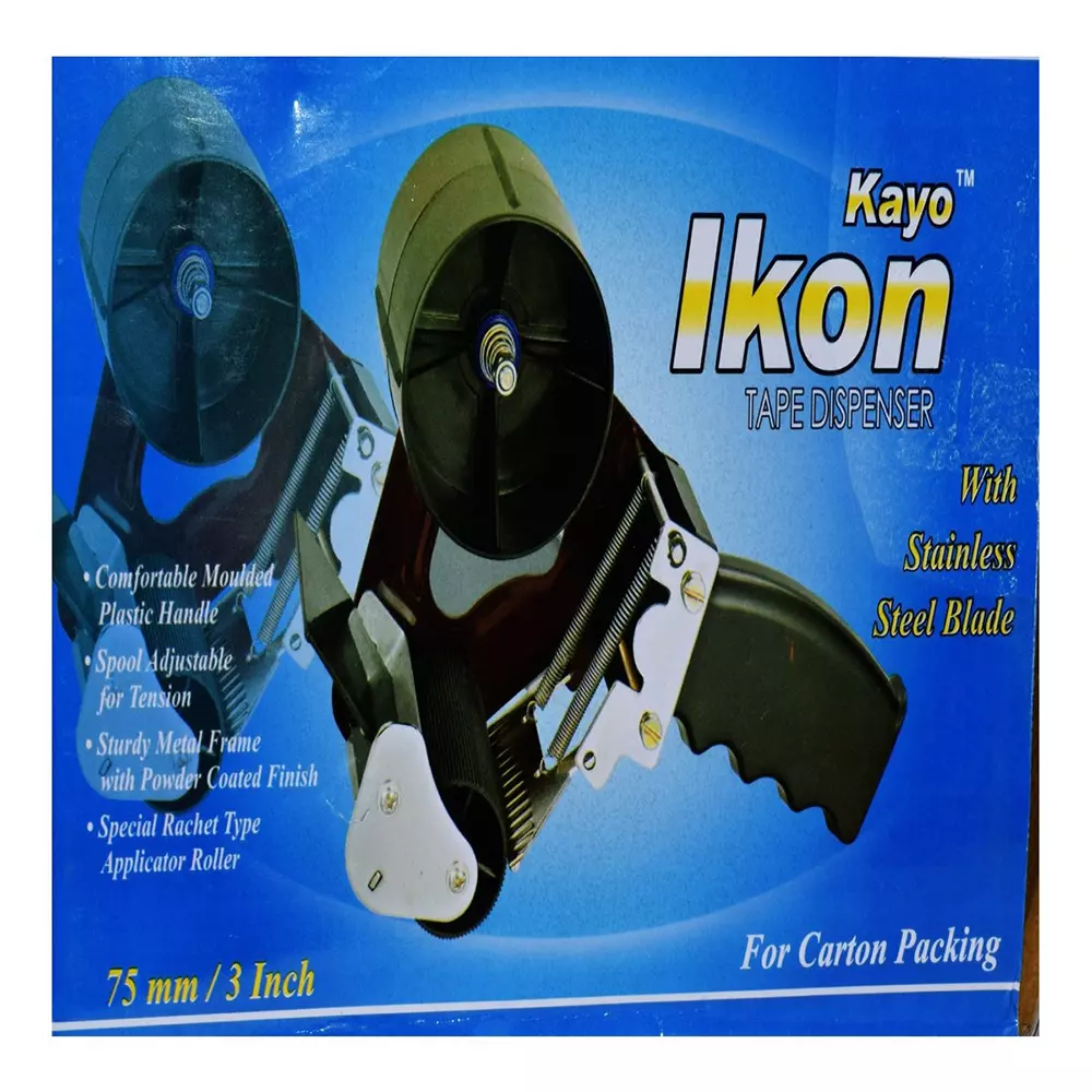 ikon Tape Dispenser 76 mm Size Black Metal Manual for Office, Home & School