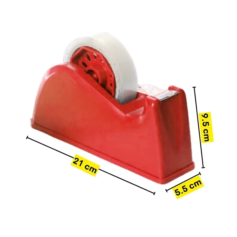 Soni Office Mate Large Tape Dispenser Sharp Blade Durable Body Size 21 x 9.5 x 5.5 cm Red for Office, School, Home, Packaging