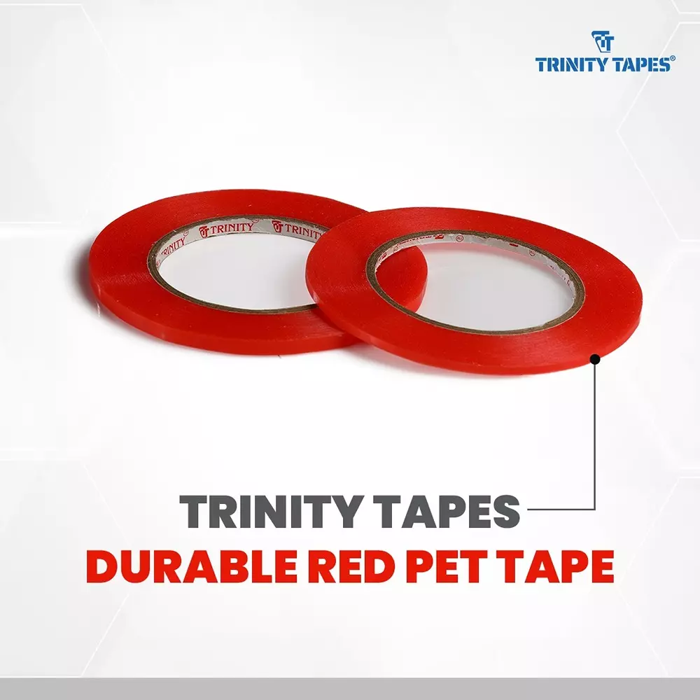 TRINITY Dual Sided Tape 200 Micron 6 mm x 27 m Red (Pack of 33)
