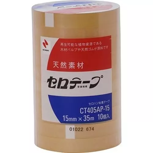 NICHIBAN Cellulose Tape Transparent 15 mm x 35 m for Business Use, CT405AP-15 (Pack of 10 Roll)