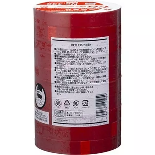 NICHIBAN Cellophane Tape Colored Type Red 15 mm x 35 m, NO.430 (Pack of 10 Roll)