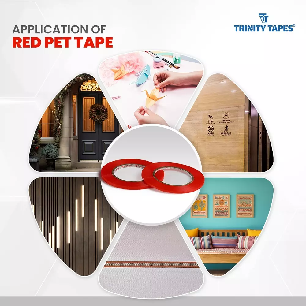 TRINITY Dual Sided Tape 200 Micron 12 mm x 50 m Red (Pack of 16)