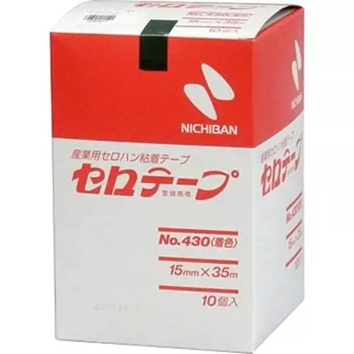 NICHIBAN Cellulose Tape Colored Green 15 mm x 35 m, No.430 (Pack of 10 Roll)