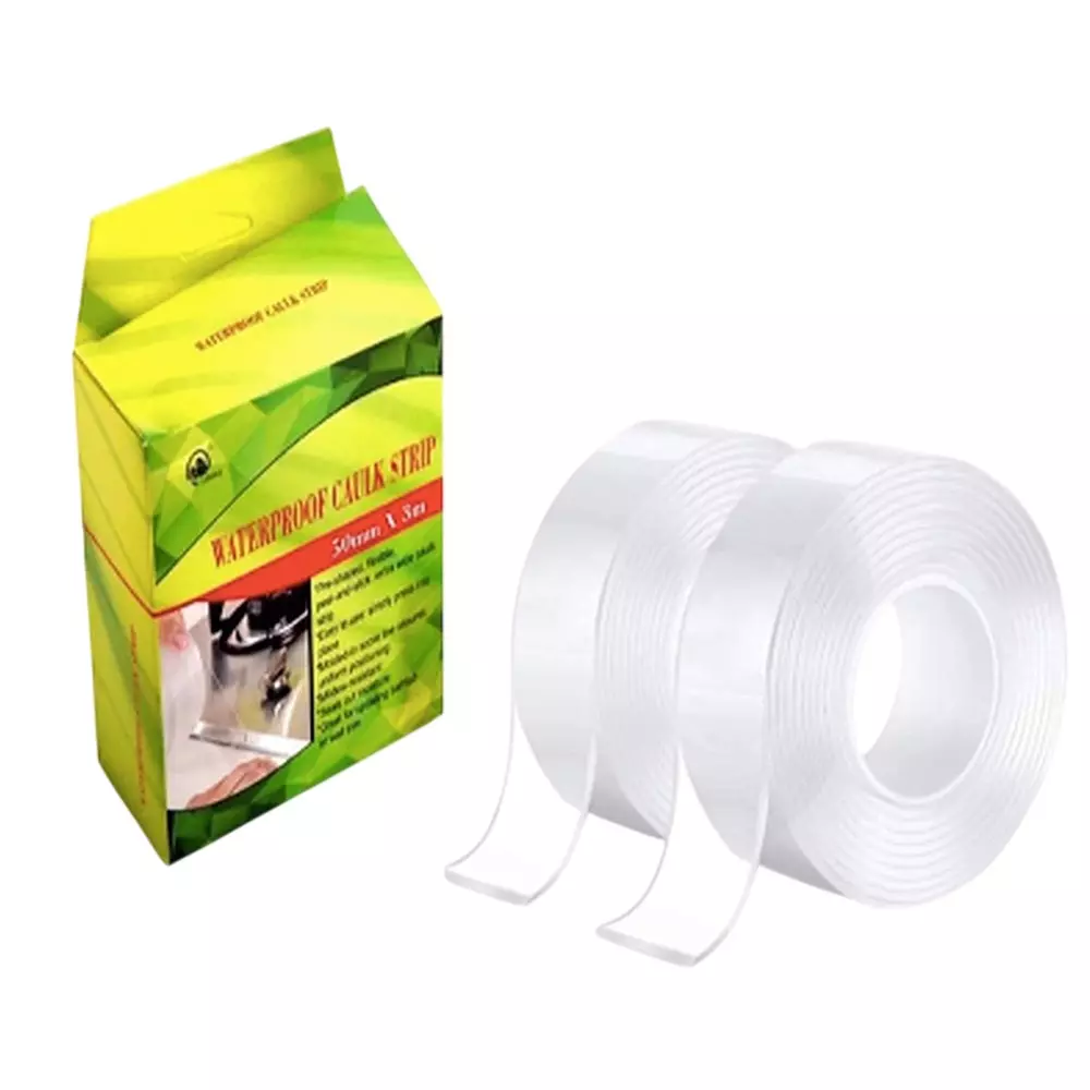 Darit Self-Adhesive Caulk Strip Tape PVC 3 m Length Transparent for Kitchen Sink, Wall Sealing, Bathroom Sealing Use, ES-36 (Pack of 2)