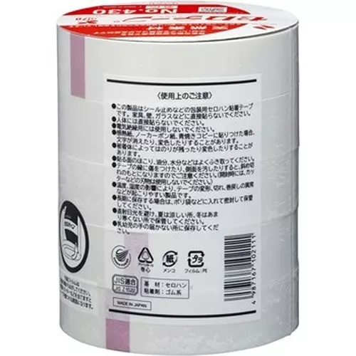 NICHIBAN Cellophane Tape Colored Type White 24 mm x 35 m, CT430 (Pack of 5 Roll)