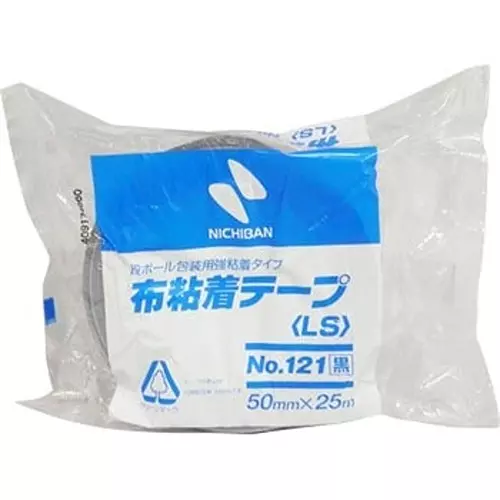 NICHIBAN Cloth Adhesive Tape Black50 mm x 25 m, No.121 (Pack of 30 Roll)