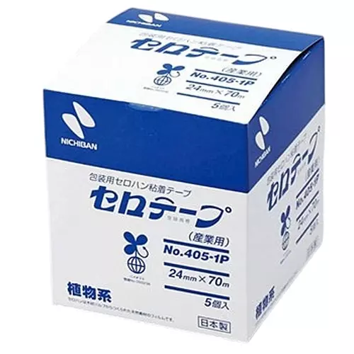 NICHIBAN Cellulose Tape Transparent 24 mm x 70 m for Business Use, No.405 (Pack of 5 Roll)
