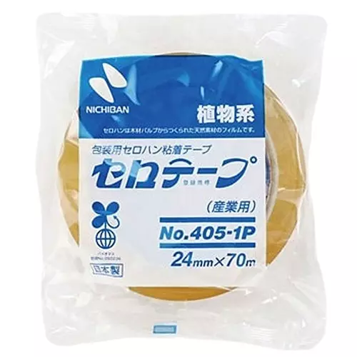NICHIBAN Cellulose Tape Transparent 24 mm x 70 m for Business Use, No.405 (Pack of 5 Roll)