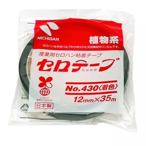 NICHIBAN Cellulose Tape Colored Green 12 mm x 35 m, No.430 (Pack of 10 Roll)