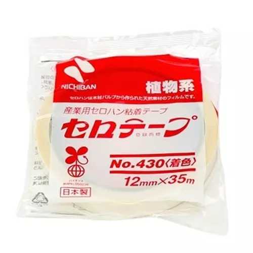 NICHIBAN Cellulose Tape Colored White 12 mm x 35 m, No.430 (Pack of 10 Roll)