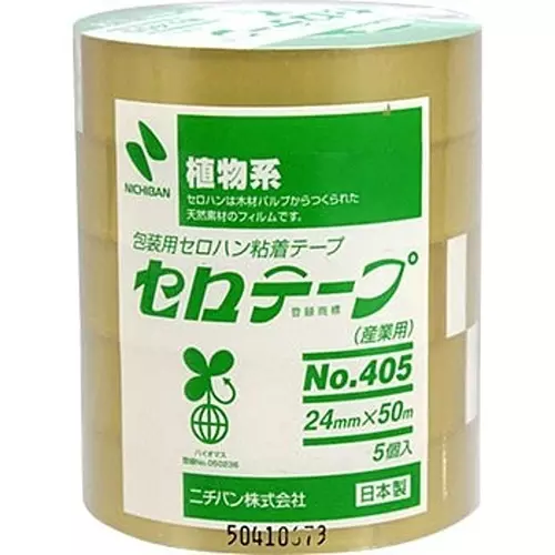 NICHIBAN Cellulose Tape Transparent 24 mm x 50 m for Business Use, No.405 (Pack of 5 Roll)