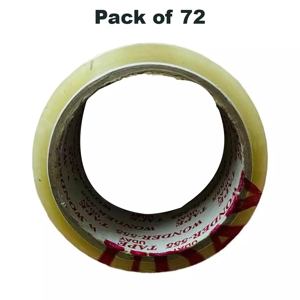 Wonder ‎Transparent Tape 50.8 mm White 65 m Length ‎for Office, Home & School (Pack of 72 Pcs)