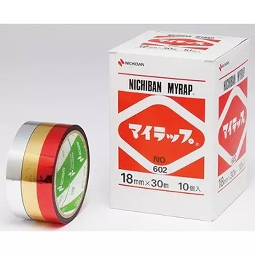 NICHIBAN Mylap Silver Glossy Tape 15 mm x 30 m, 60210-15 (Pack of 10 Roll)