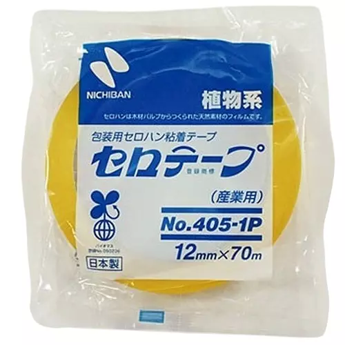 NICHIBAN Cellulose Tape Transparent 12 mm x 70 m for Business Use, No.405 (Pack of 10 Roll)