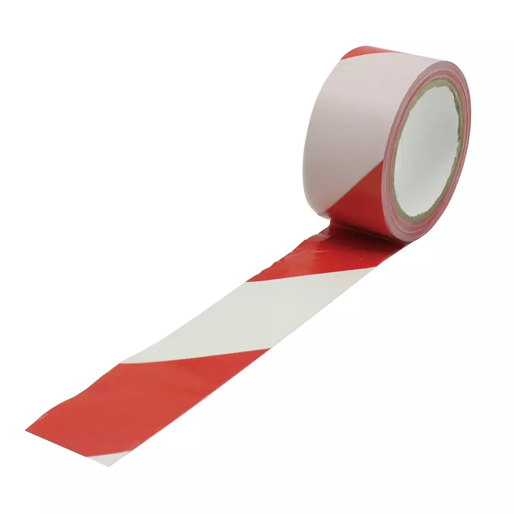 RS PRO Hazard Tape 33 mm White, Red 50 mm 0.15 mm, 2825124