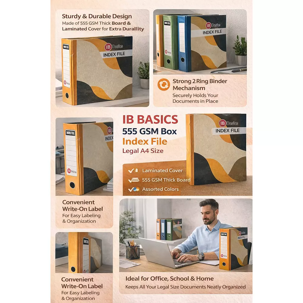 ib-basics-555-gsm-box-index-file-with-lamination-legal-a4-size-assorted-color-pack-of-4