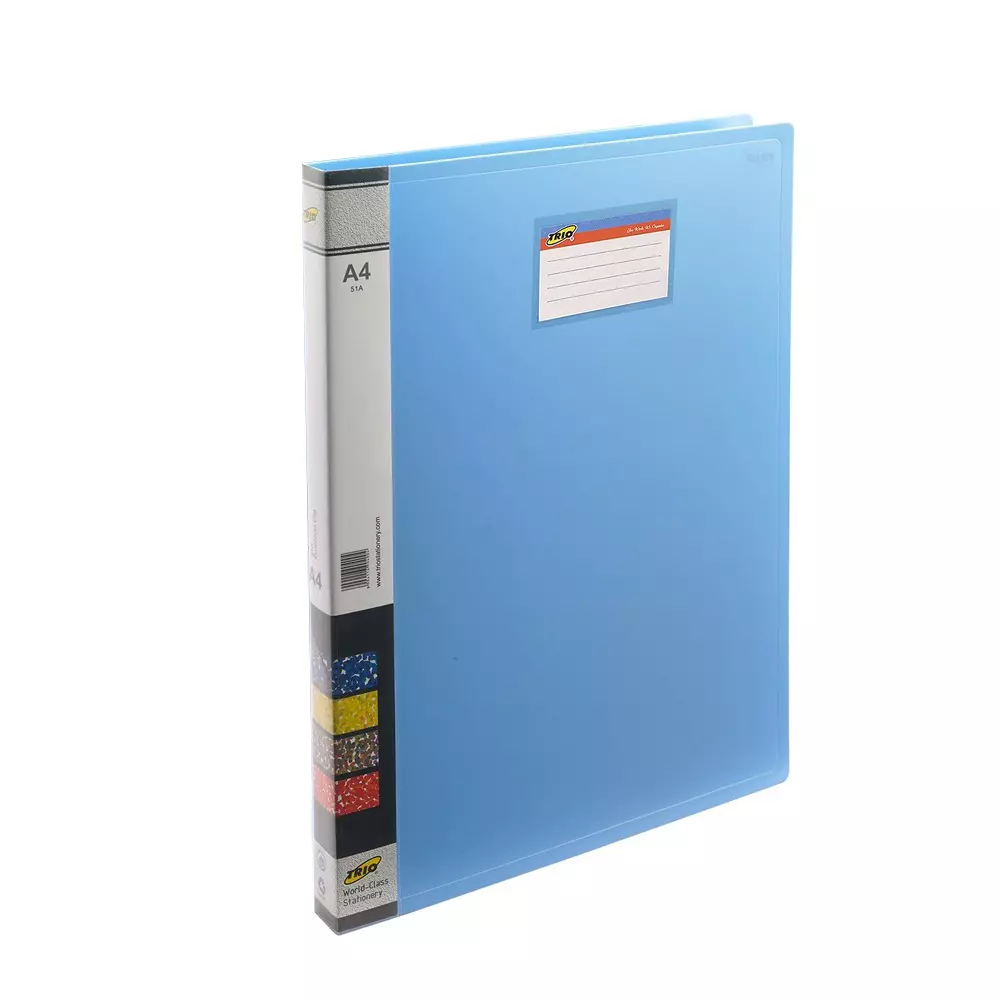Trio Punchless Clip File Plastic A4 21x29.7 cm Light Blue, 51A