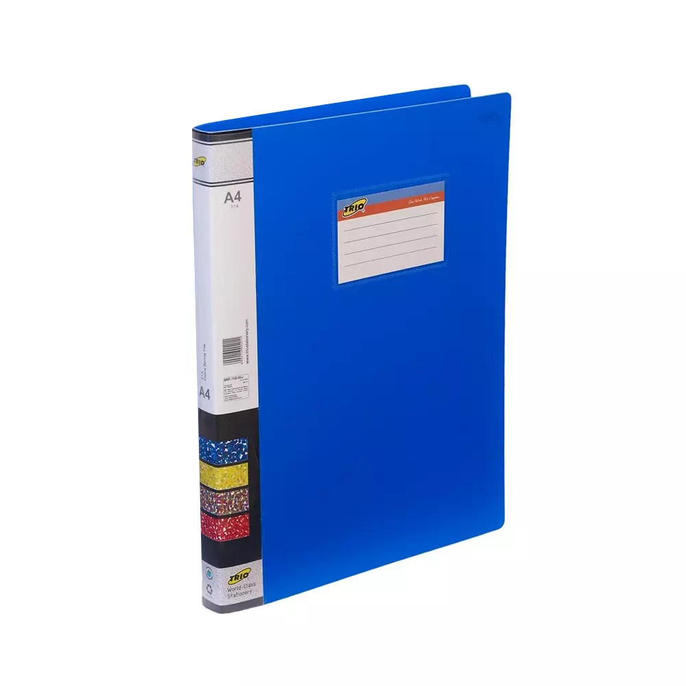 Trio Punchless Clip File Plastic A4 21x29.7 cm Royal Blue, 51A