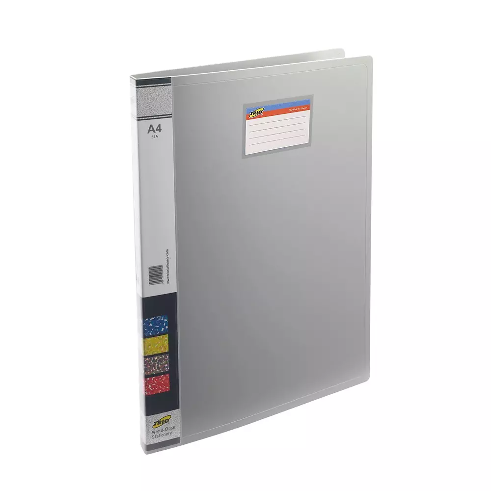 Trio Punchless Clip File Plastic FC 21.6x34.3 cm Grey, 51F