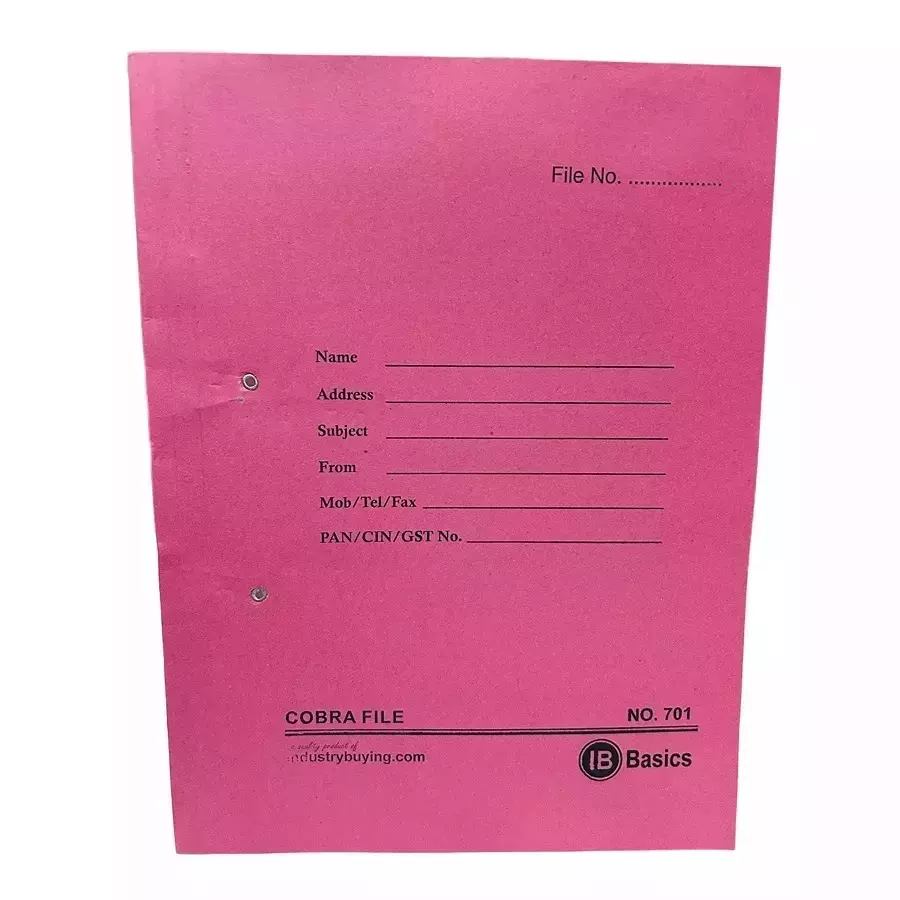 IB BASICS 310 GSM Cobra File (Spring Clip) Assorted Color A4 Size (Pack of 100)