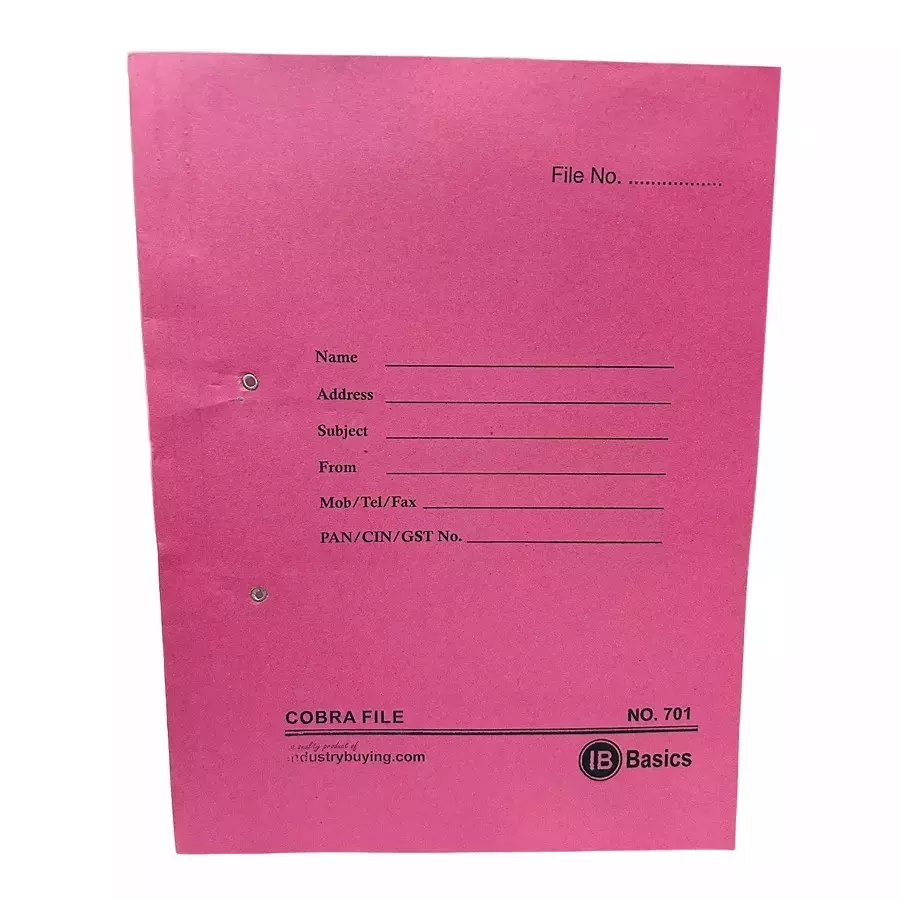 IB BASICS 310 GSM Cobra File (Spring Clip) Assorted Color A4 Size (Pack of 50)