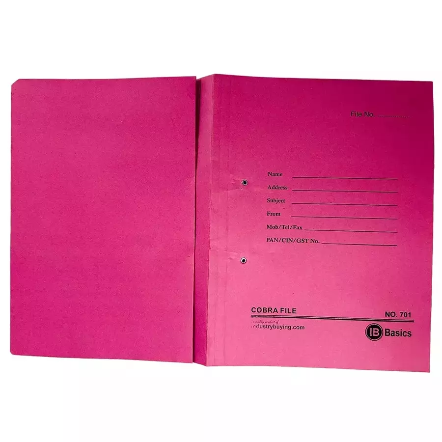 IB BASICS 310 GSM Cobra File (Spring Clip) Assorted Color A4 Size (Pack of 50)