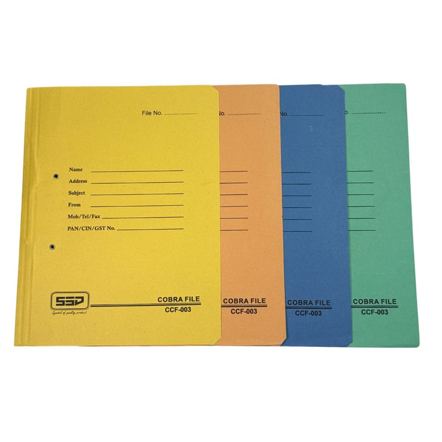 GENERIC 450 GSM Cobra File (Spring Clip) Assorted Color A4 Size (Pack of 10)