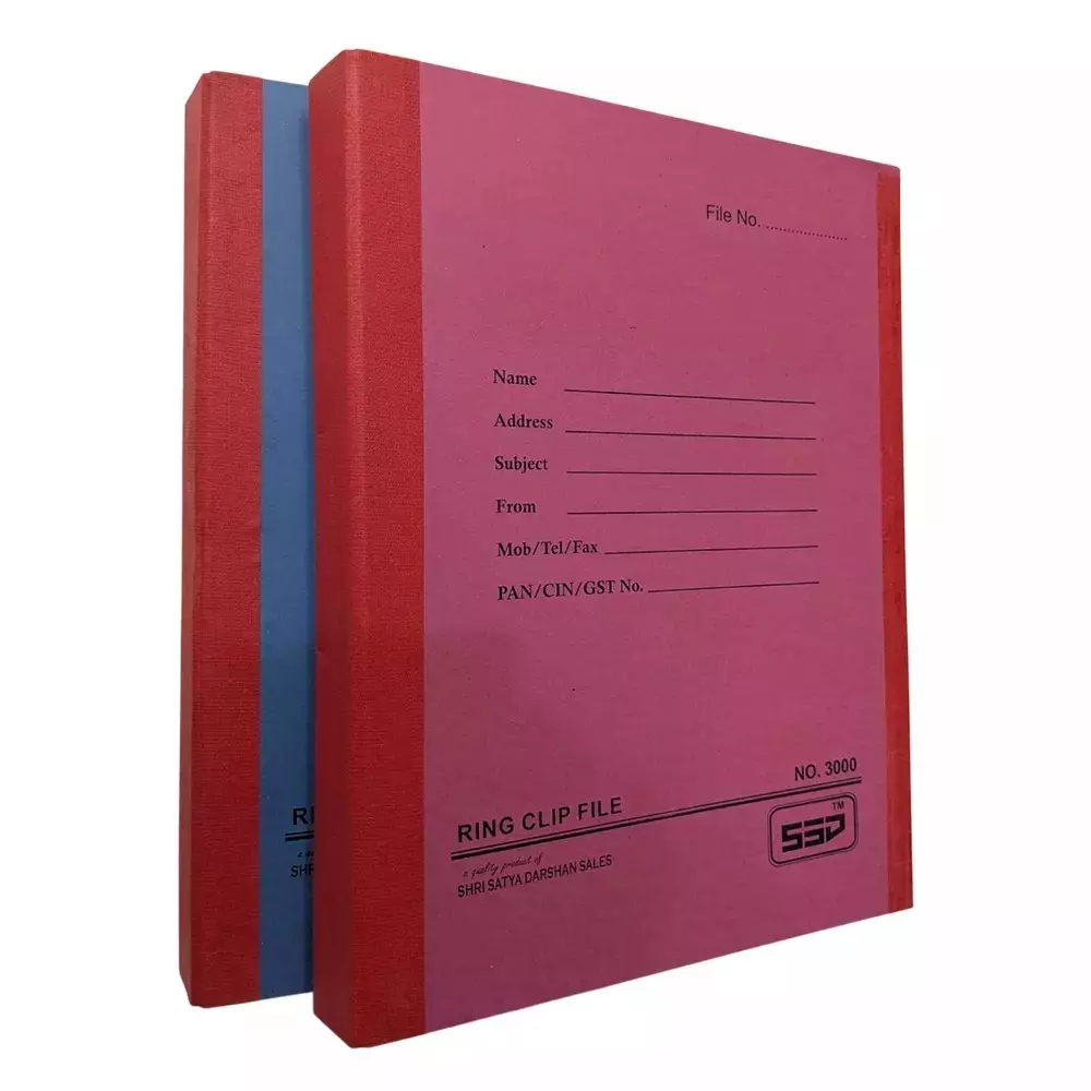 GENERIC Box Type Special Ring Clip Cobra File (2D Binder) Assorted A4 1000 GSM (Pack of 24)