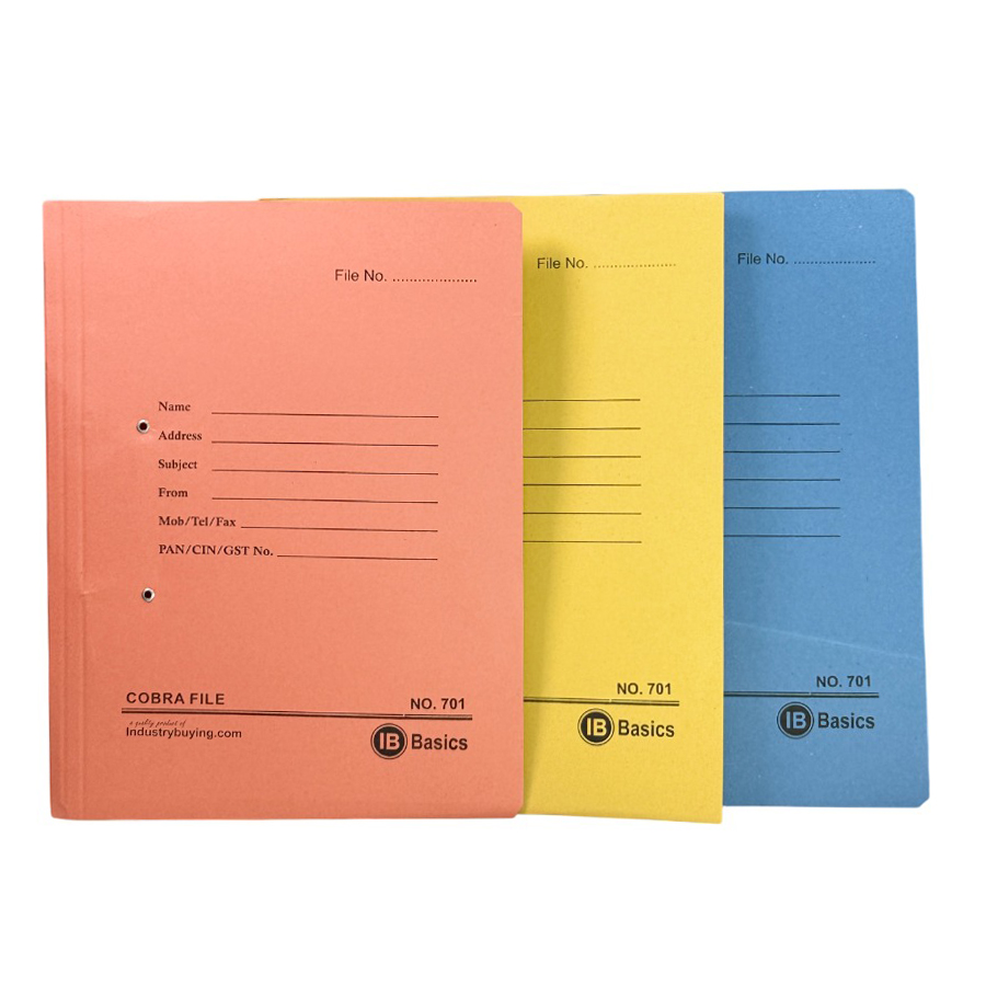 IB BASICS 310 GSM Cobra File (Spring Clip) Assorted Color A4 Size (Pack of 10)