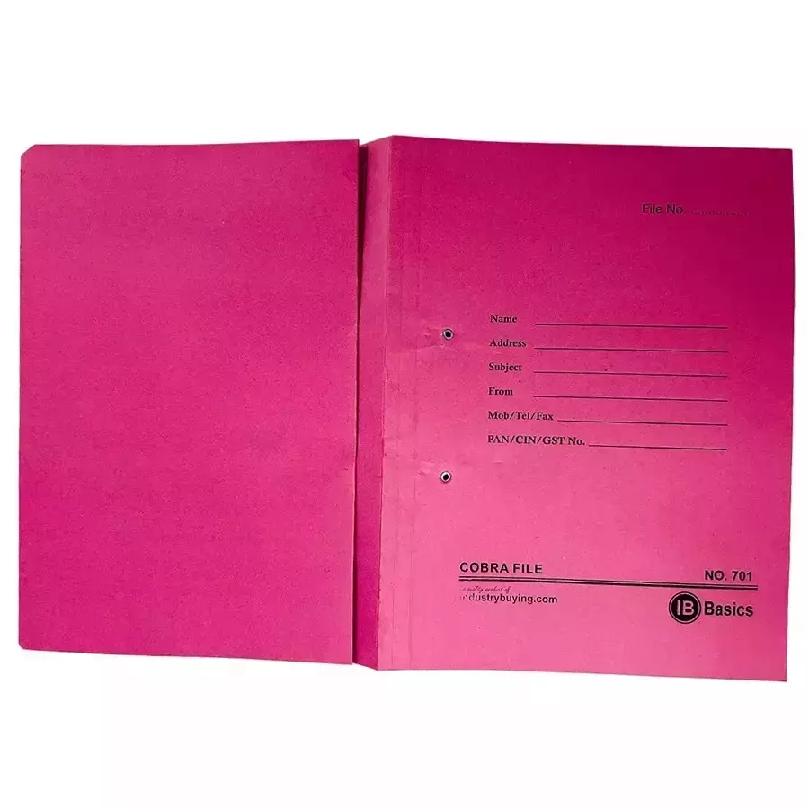 IB BASICS 310 GSM Cobra File (Spring Clip) Assorted Color A4 Size (Pack of 20)