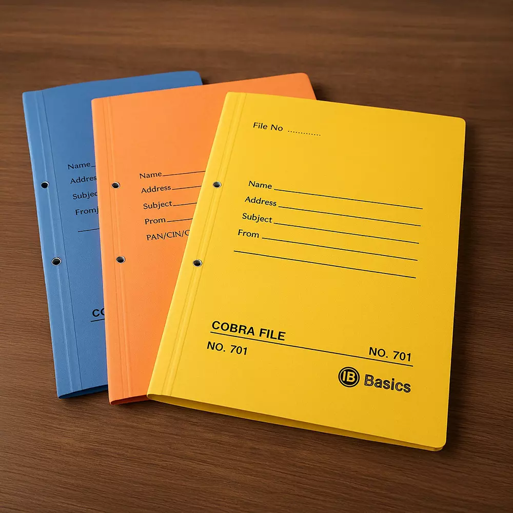 IB BASICS 310 GSM Cobra File (Spring Clip) Assorted Color A4 Size (Pack of 20)
