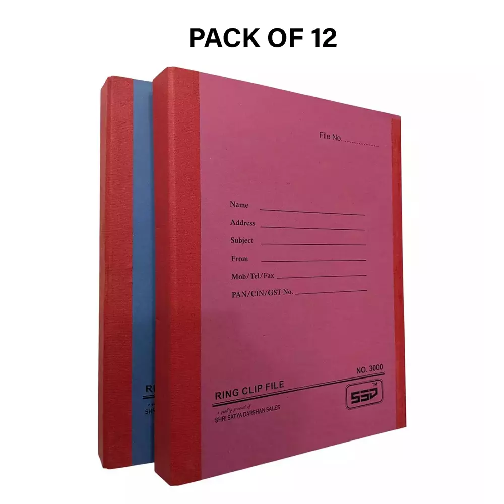 GENERIC Box Type Special Ring Clip Cobra File (2D Binder) Assorted A4 1000 GSM (Pack of 12)