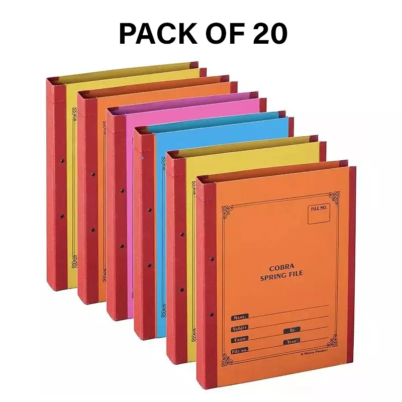 GENERIC Box Type Special Cobra File (Spring Clip) Assorted A4 1000 GSM (Pack of 20)