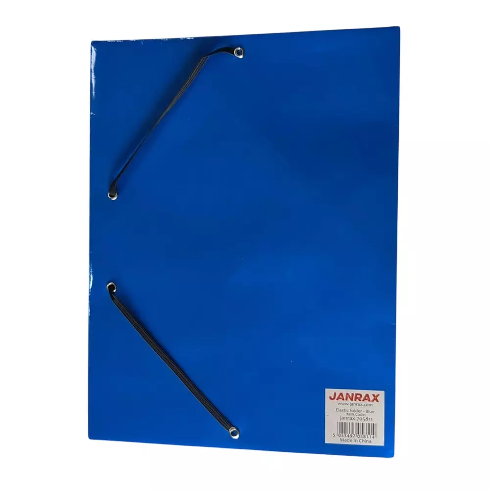 Janrax Laminated Card 3 Flap Folder with Elastic Closure Blue A4 Size