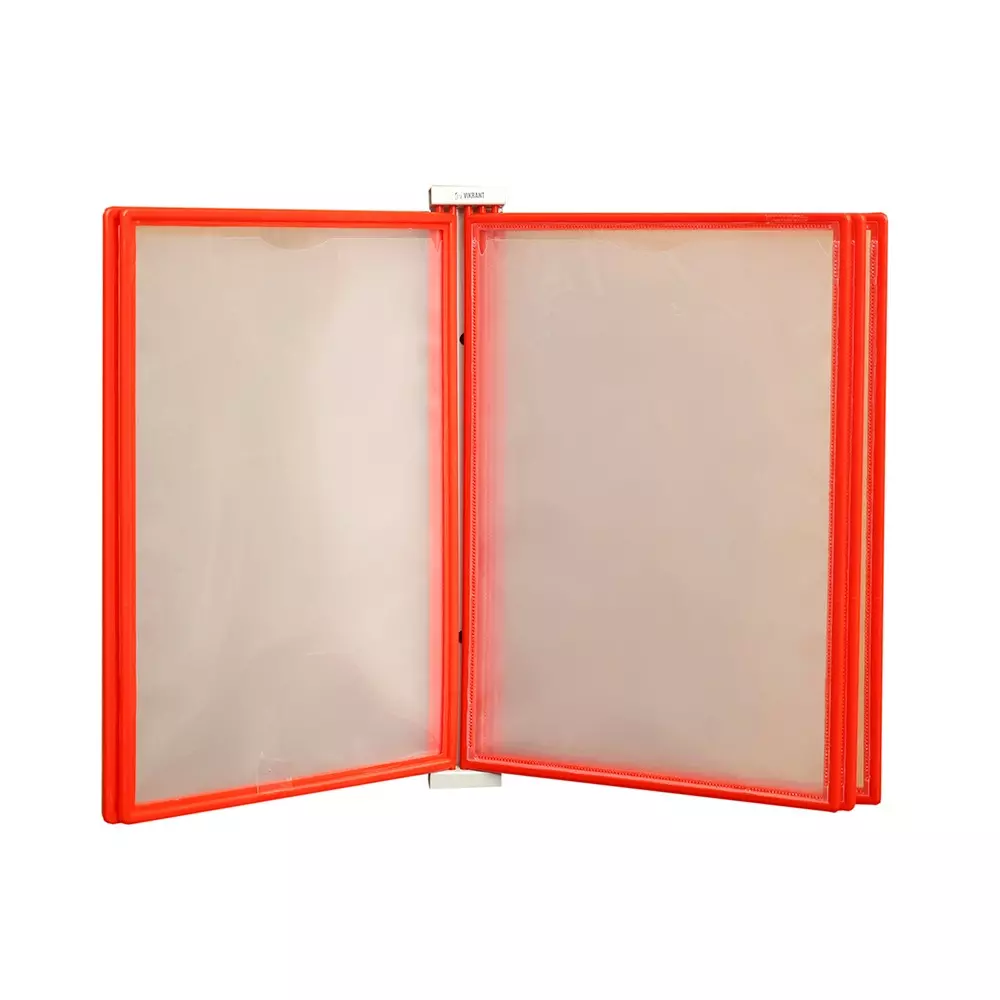 Vikrant Information Document Display Unit Wall Hanging A4 Sheet Metal Frame Rectangular Shape with 5 Red Folders, ‎WLIFU_A4-5 RED