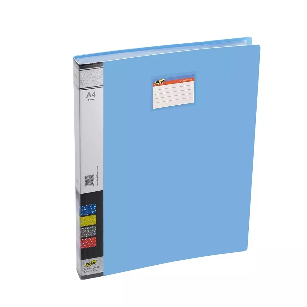 Trio 40 Pockets Display File A4 21x29.7 cm Plastic Light Blue, 604A