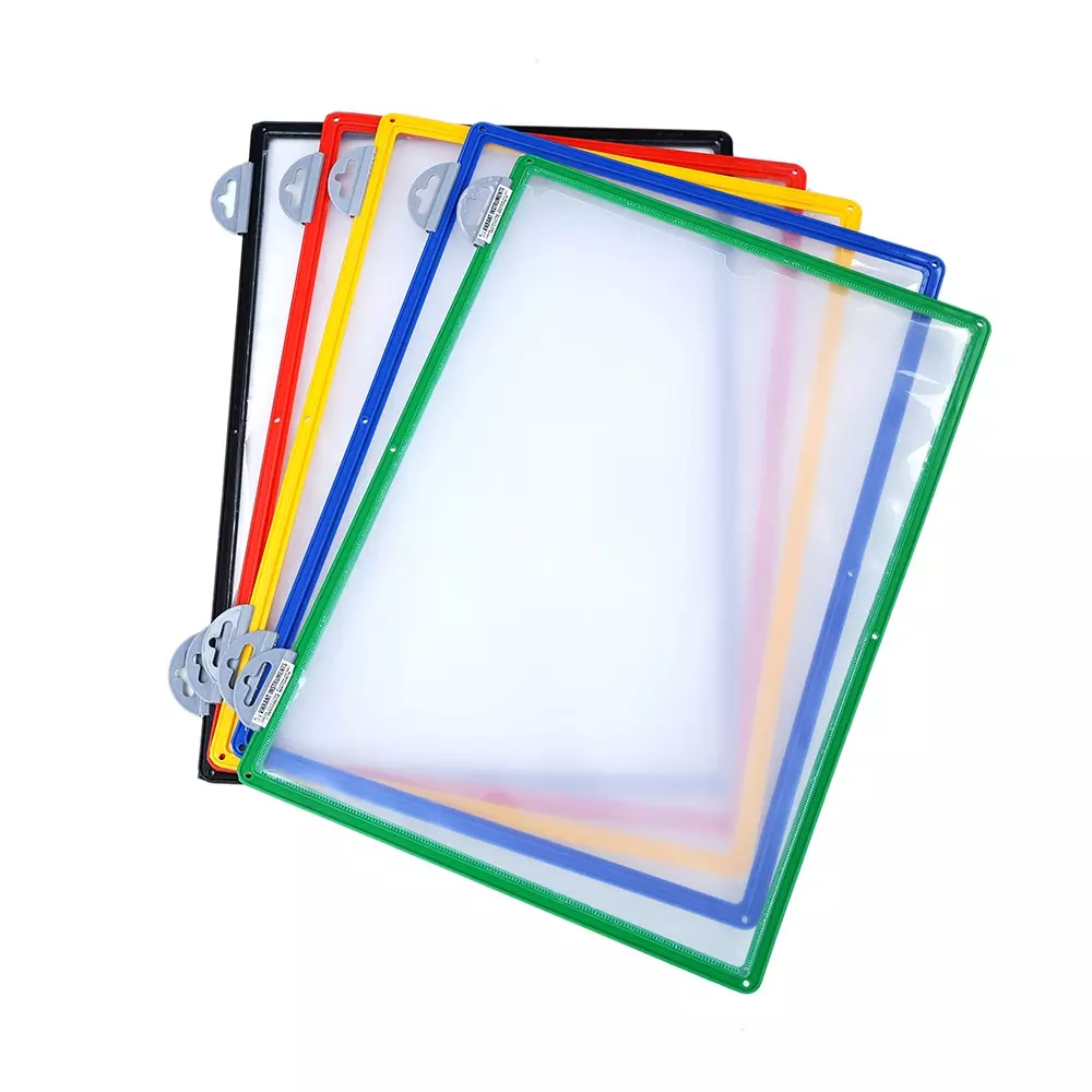 Vikrant Wall Hanging File Folder A4 Sheet Plastic Frame Rectangular Shape Multi Coloured, WALL-A4-MIX-P6-MFN (Pack of 5)