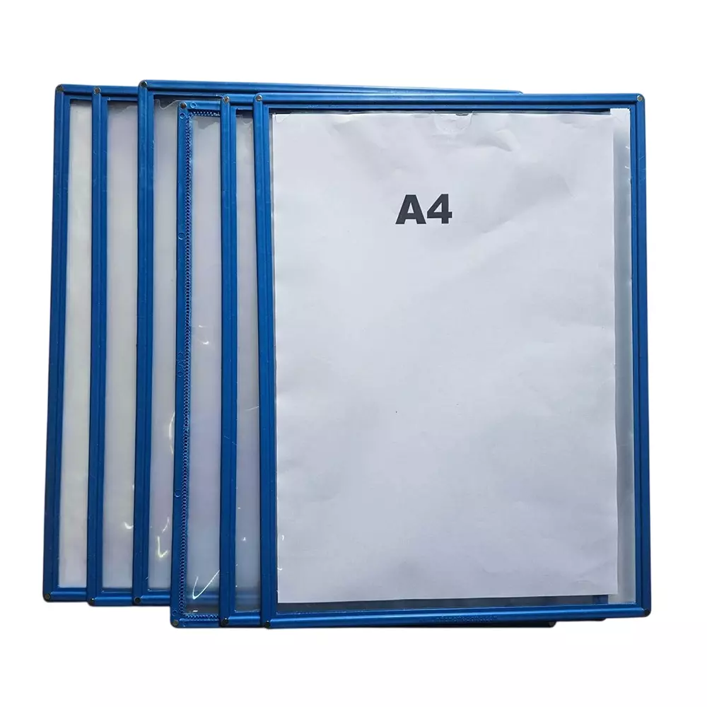 Vikrant Magnetic Display Pocket File Folder with 4 Magnets A4 Sheet Plastic Frame Red Size 32.5 x 24 x 0.5 cm, ‎MGF_A4_BL_P6_MFN (Pack of 6)