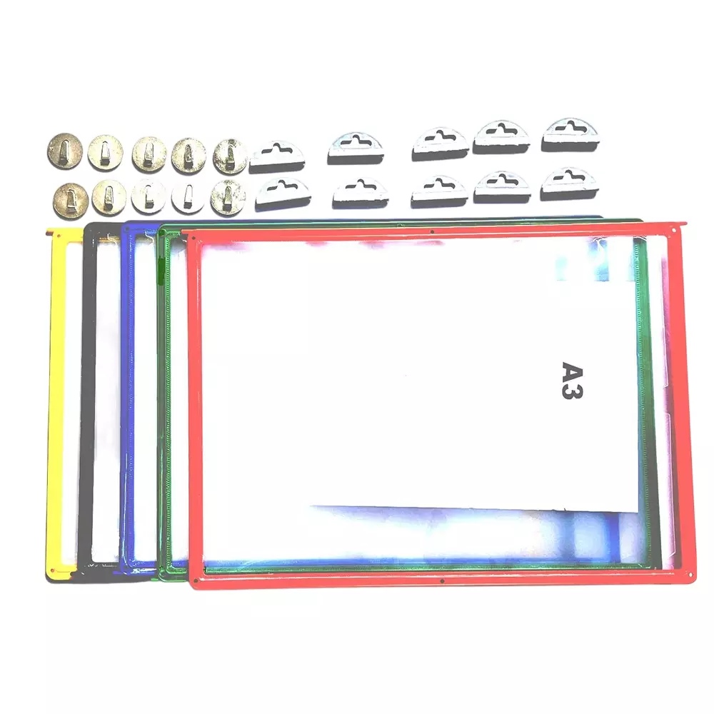 Vikrant Wall Hanging File Folder A3 Sheet Metal Frame Rectangular Shape Multi Coloured, WALL-A3-MIX-P6-MFN (Pack of 5)