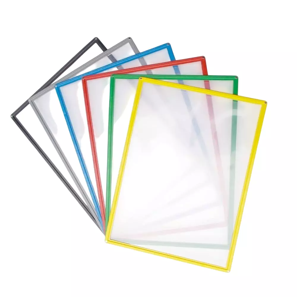 Vikrant Magnetic Display Pocket File Folder with 4 Magnets A4 Sheet Plastic Frame Size 32.5 x 24 x 0.5 cm (Pack of 6)