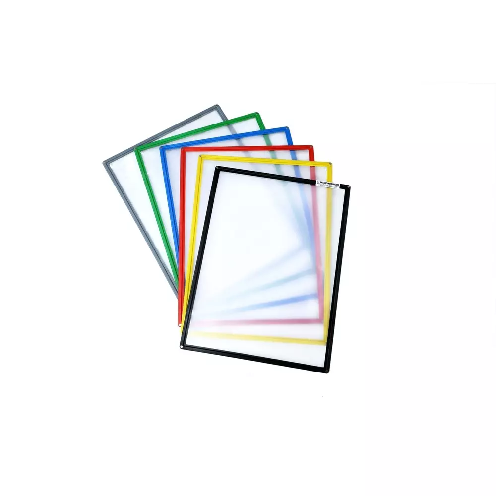 Vikrant Magnetic Display Pocket File Folder with 4 Magnets A3 Sheet Plastic Frame Multi Coloured Size 45 x 33 x 0.5 cm, MGF-A3-MIX-P6-MFN (Pack of 6)