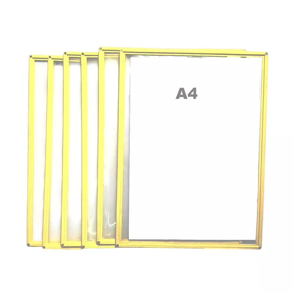 Vikrant Magnetic Display Pocket File Folder with 4 Magnets A4 Sheet Plastic Frame Yellow Size 32.5 x 24 x 0.5 cm, ‎MGF_A4_Yellow_P6_MFN (Pack of 6)
