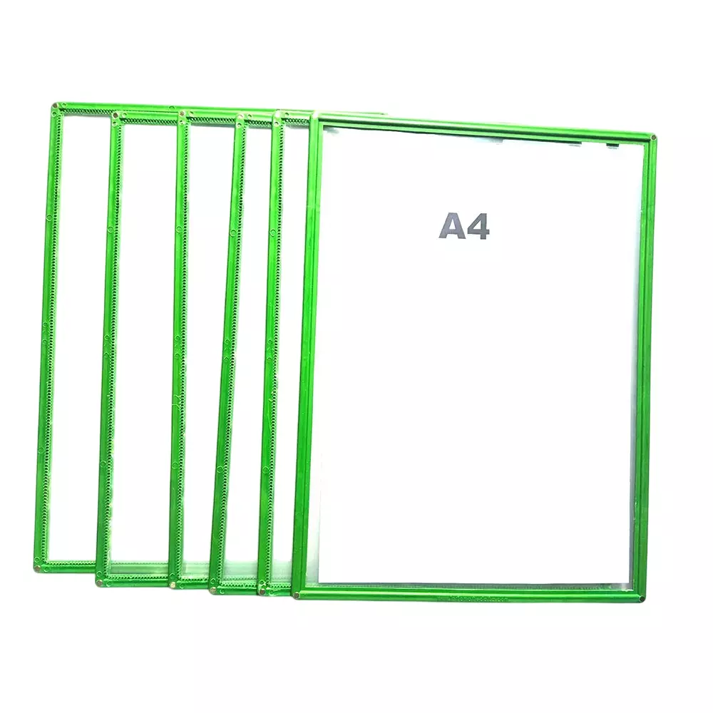 Vikrant Magnetic Display Pocket File Folder with 4 Magnets A4 Sheet Plastic Frame Green Size 32.5 x 24 x 0.5 cm, ‎MGF_A4_GREEN_P6_MFN (Pack of 6)
