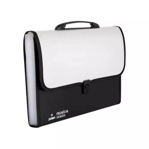 POLEN ‎Executive Series Fullscape Expanding File Folder 13 Pocket With Handle and Buckle Closure Grey