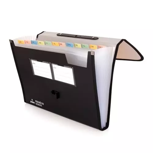 POLEN ‎Executive Series Fullscape Expanding File Folder 13 Pocket With Handle and Buckle Closure Grey
