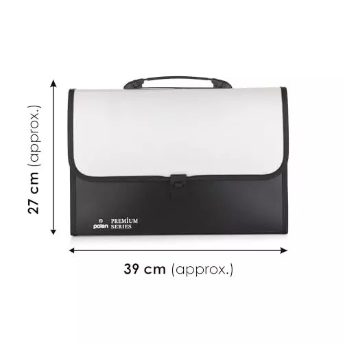 POLEN ‎Executive Series Fullscape Expanding File Folder 13 Pocket With Handle and Buckle Closure Grey