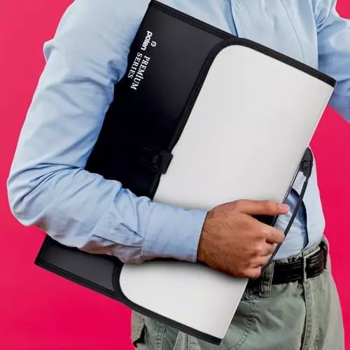 POLEN ‎Executive Series Fullscape Expanding File Folder 13 Pocket With Handle and Buckle Closure Grey