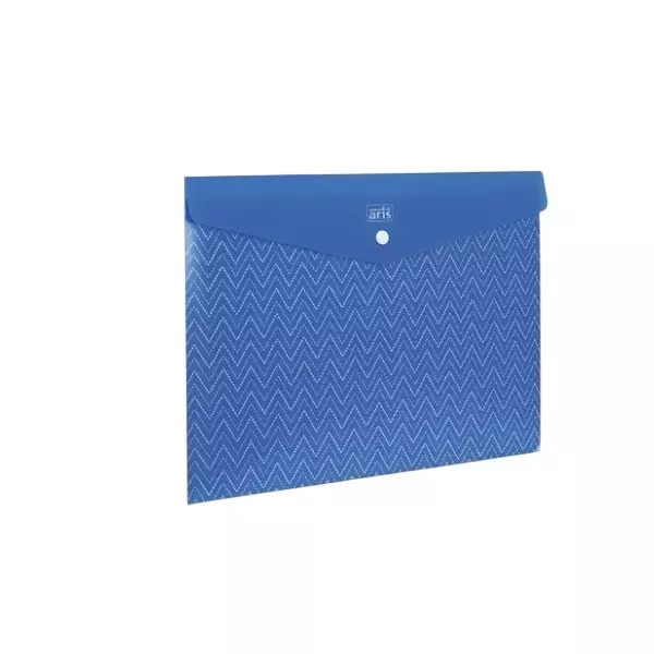 ARIS Printed Button Folder with Card Pocket 21.6x34.3 cm Opaque Blue FC, BF915