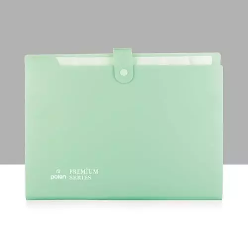 POLEN Fullscape Expanding File Folder 8 Pocket With Adjustable Buckle Pestal Green