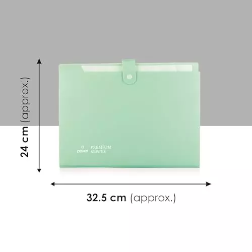 POLEN Fullscape Expanding File Folder 8 Pocket With Adjustable Buckle Pestal Green